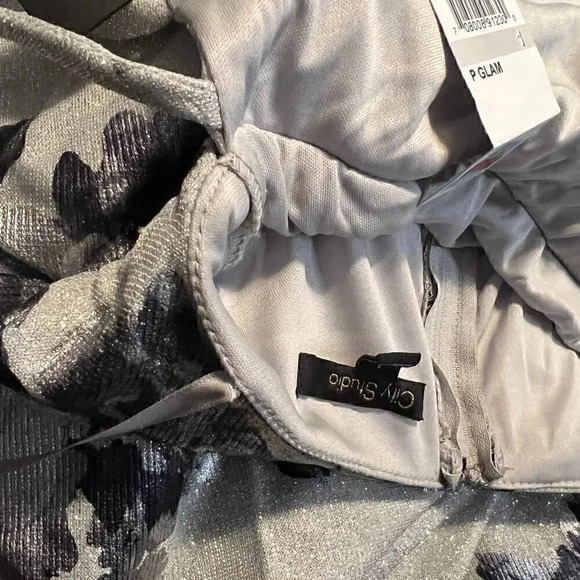 City Studios Juniors Lace-Up Floral Glitter Silver Charcoal Ball Gown size 0 & 1 - Picture 12 of 15